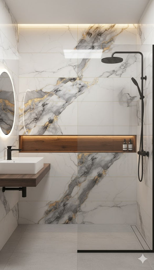 Panel Adhesivo Mármol Lluvia Dorada x10u