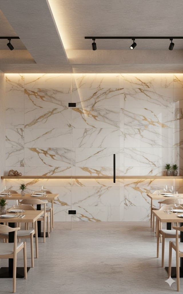 Panel Adhesivo Mármol  Blanco con Vetas