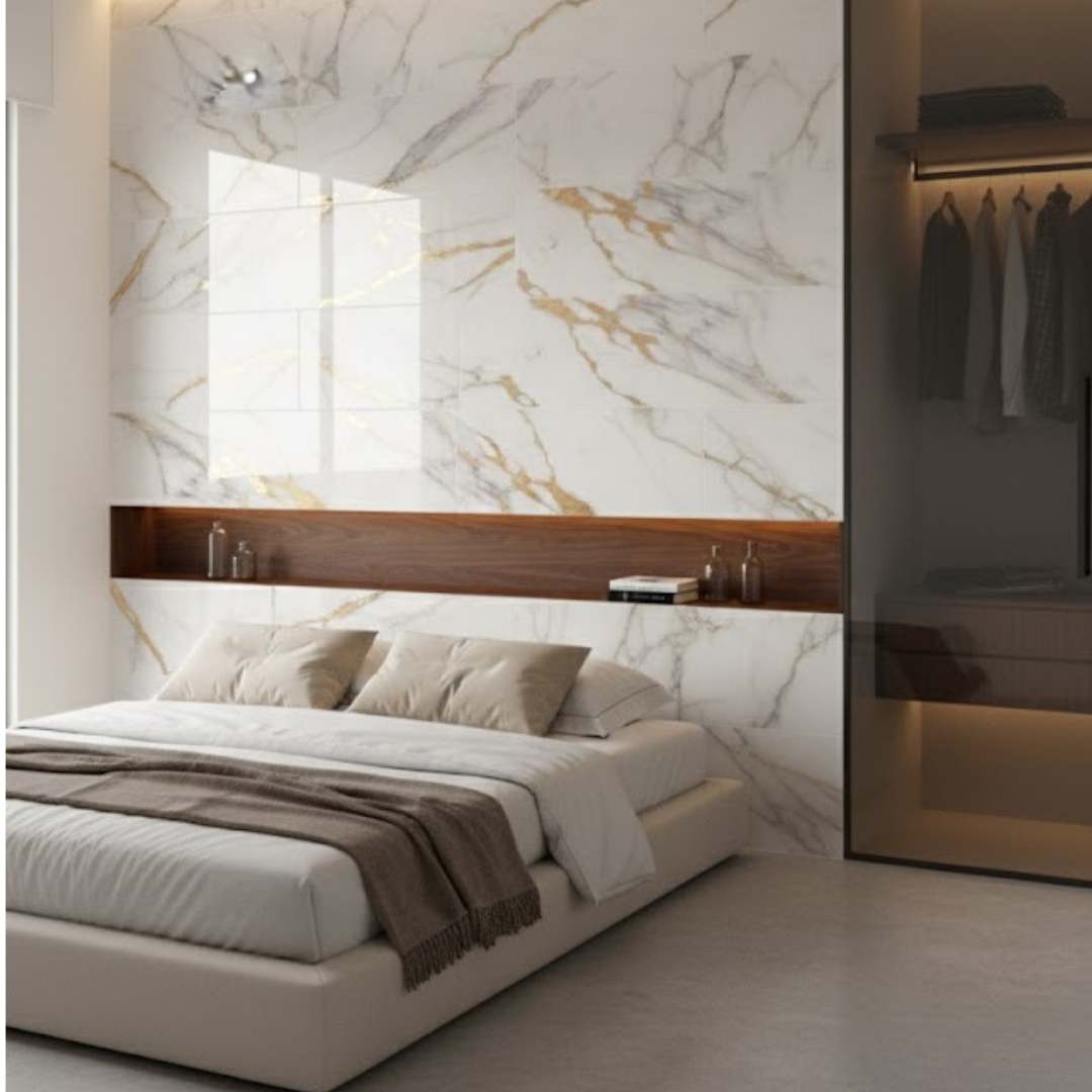 Panel Adhesivo Mármol  Blanco con Vetas