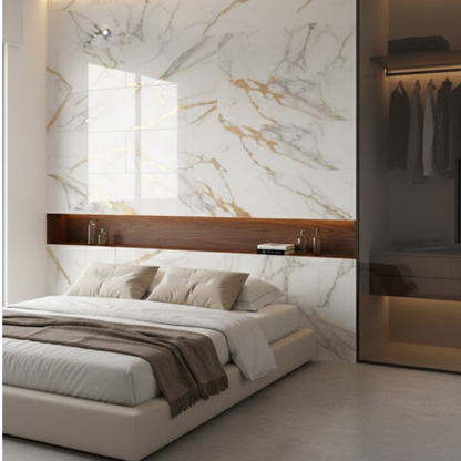 Panel Adhesivo Mármol  Blanco con Vetas