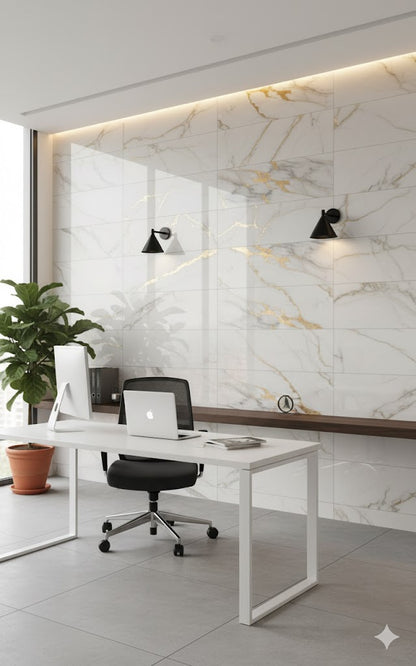 Panel Adhesivo Mármol  Blanco con Vetas