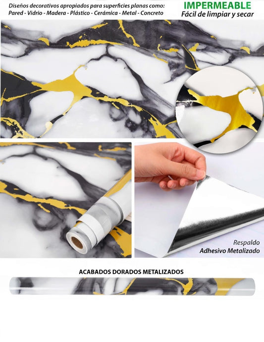 Papel adhesivo brillante dorado