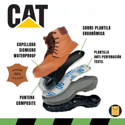 BOTA CATERPILLAR SEGURIDAD ANTIPERFORACION - CUERO 100 %