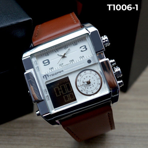 T1006 RELOJ TSERA ANA-DIG CUADRADO CUERO